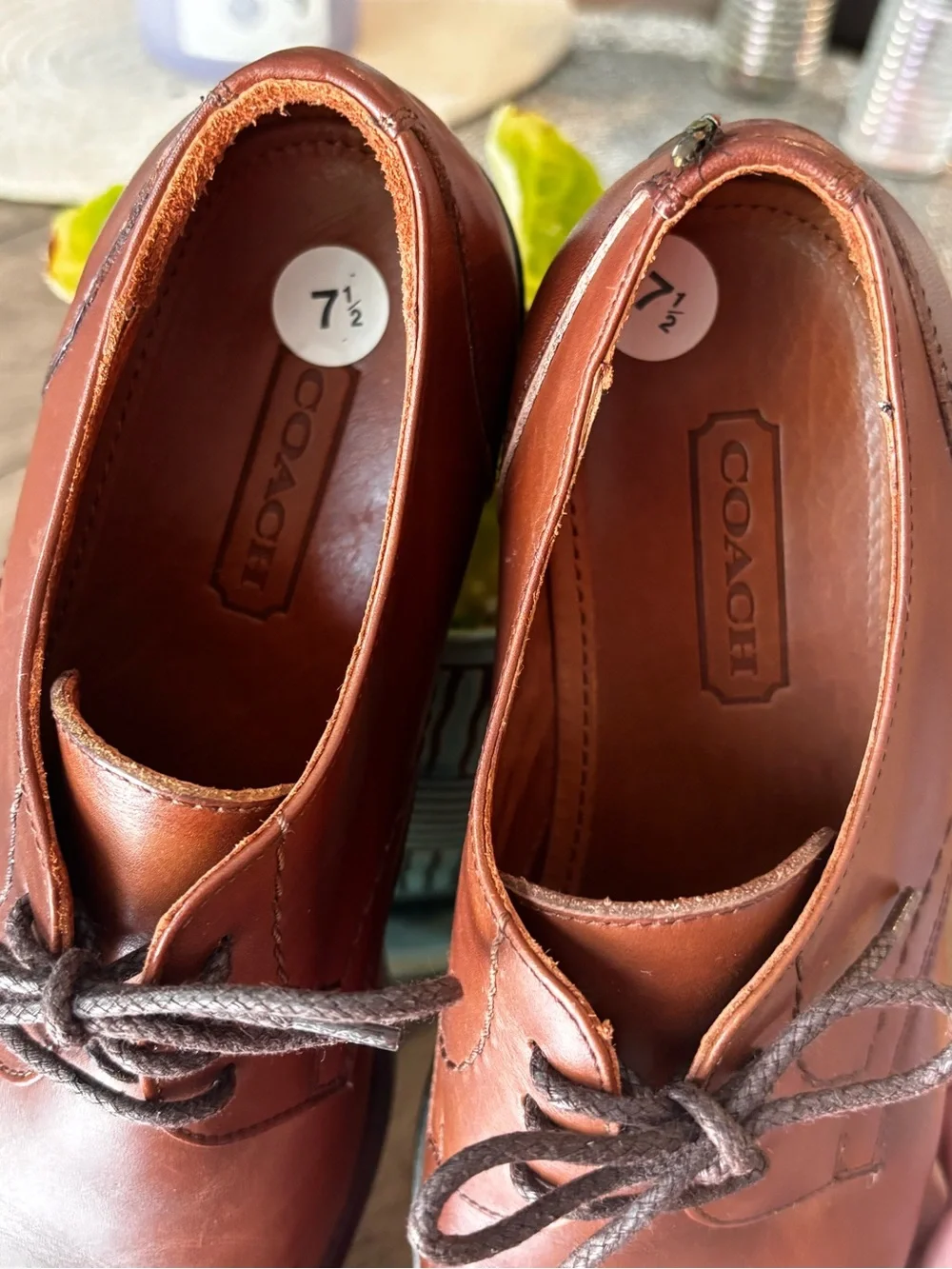 Coach Men’s Brown Leather lace up shoes new without tag 7.5